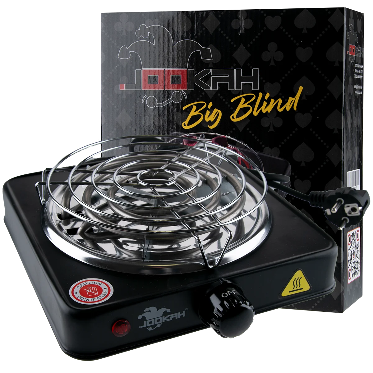 Jookah-Kohleanzuender-1000w-mit-Schutzgitter-Big-Blind